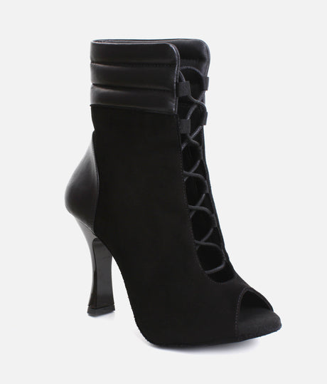 Elegant Peep-Toe Dance Heels with Adjustable Laces, 80mm Flare Heel - TATIANA