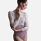 PENELOPE LILAC Ballet Leotard, Floral Lace & Elegant Open Back