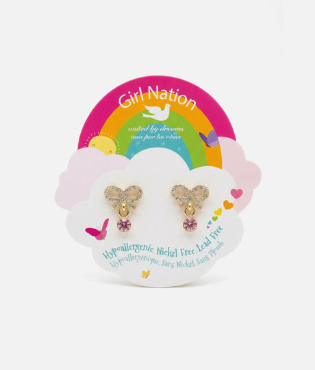 Little Luxe Classic Bow Drop Earrings with Cubic Zirconia Shine