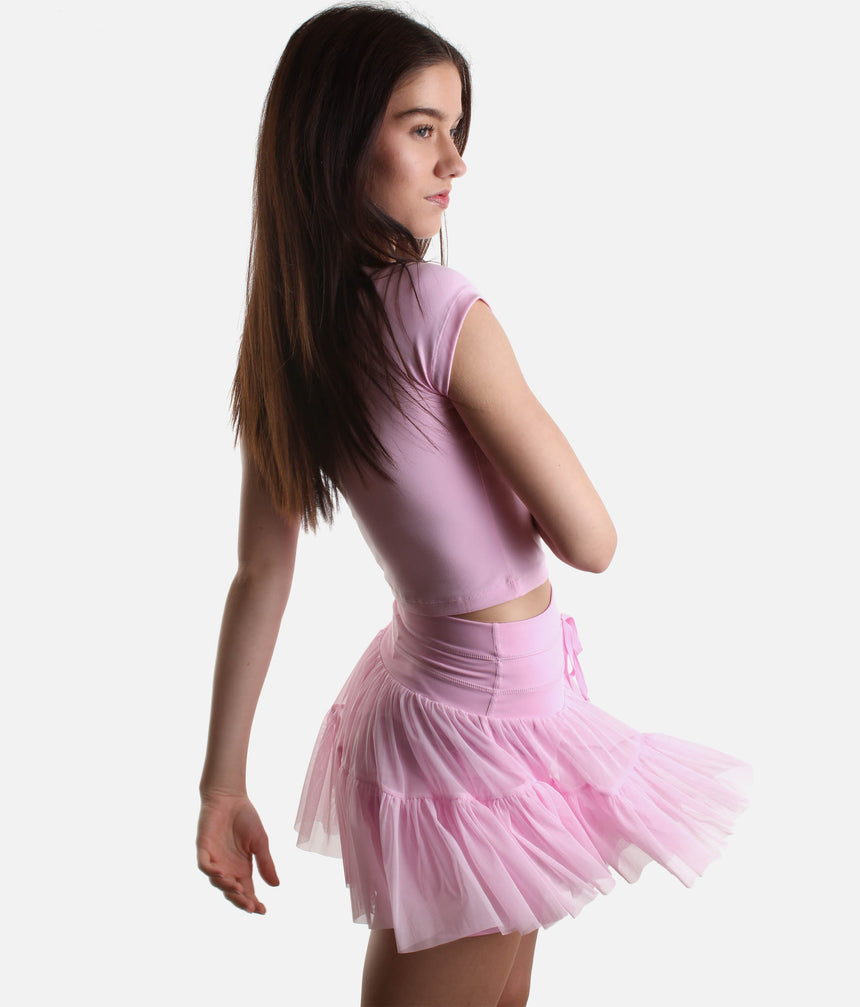 Bubblegum Pink Pirouette Skort – Adjustable Fit, Pockets & Petticoat Design