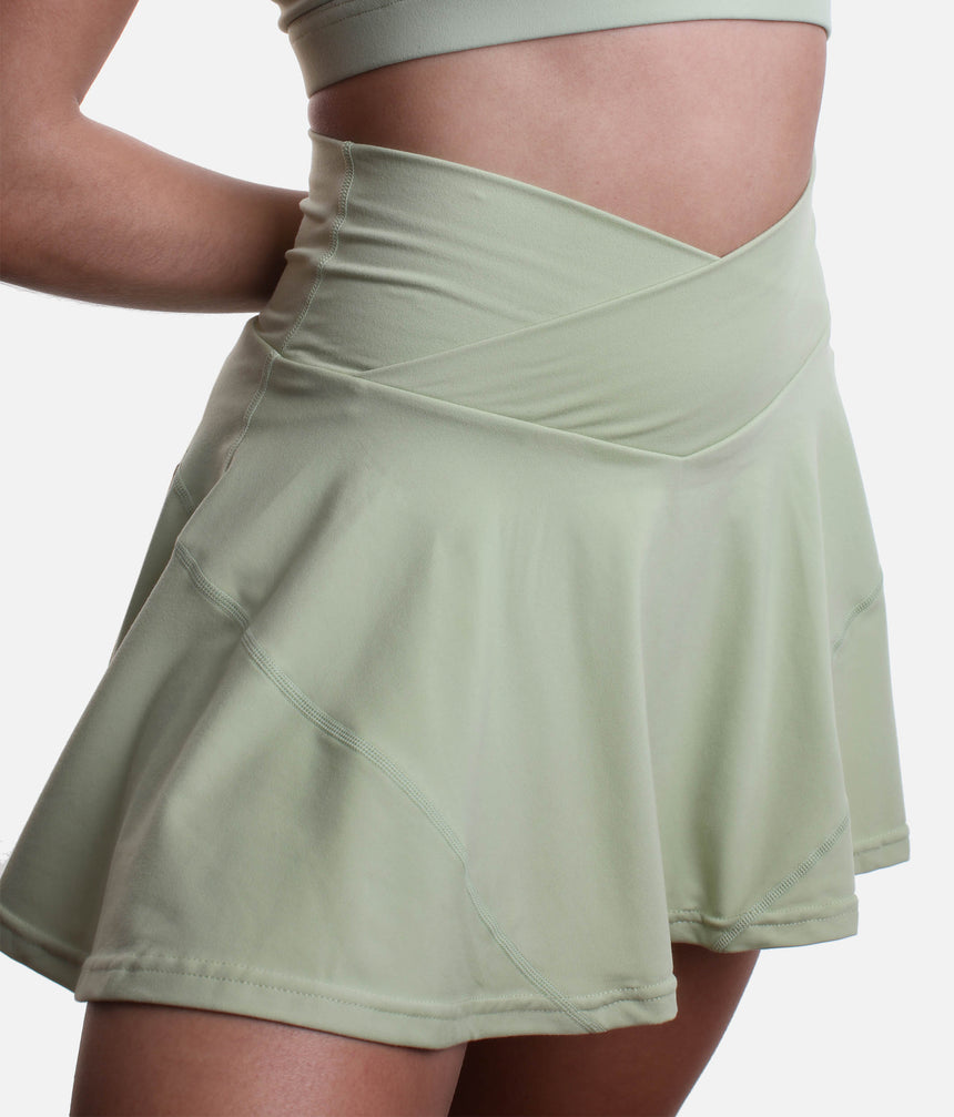 Crisscross Hourglass Twirl Skort in Pistachio: A Refreshing Twist on Activewear