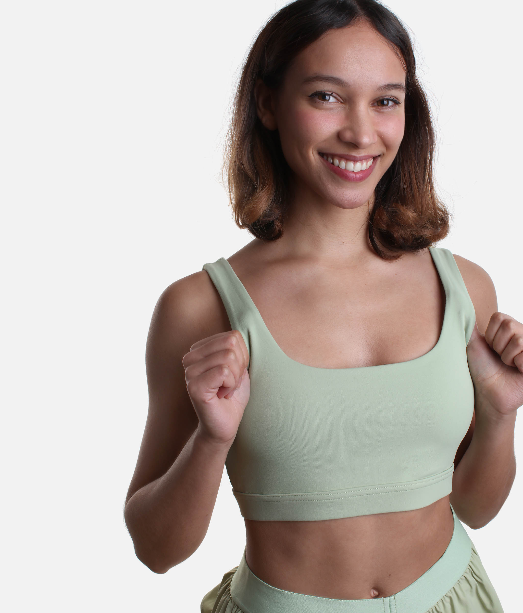 TONE BRA in Pistachio - Square Neck Low-Back