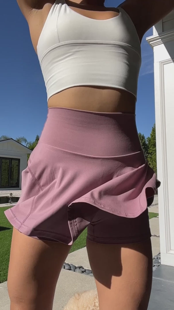 Bubblegum Twirl Skort – High Waist, Built-In Shorts