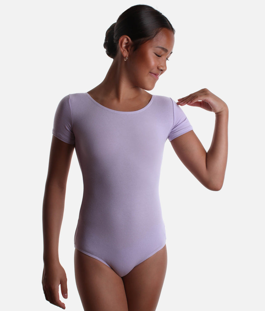 Girls Short Sleeved, Scoop Necked Leotard - PRIM
