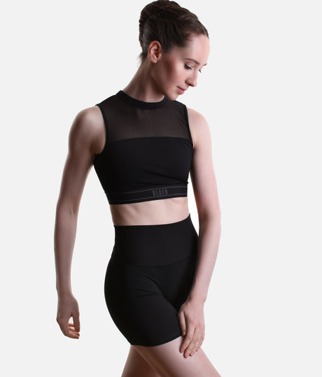 Elizabeth High-Waisted Rib Dance Shorts – Black - R90013