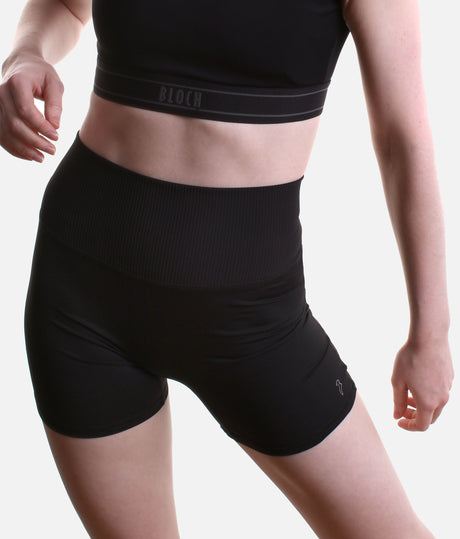 Elizabeth High-Waisted Rib Dance Shorts – Black - R90013