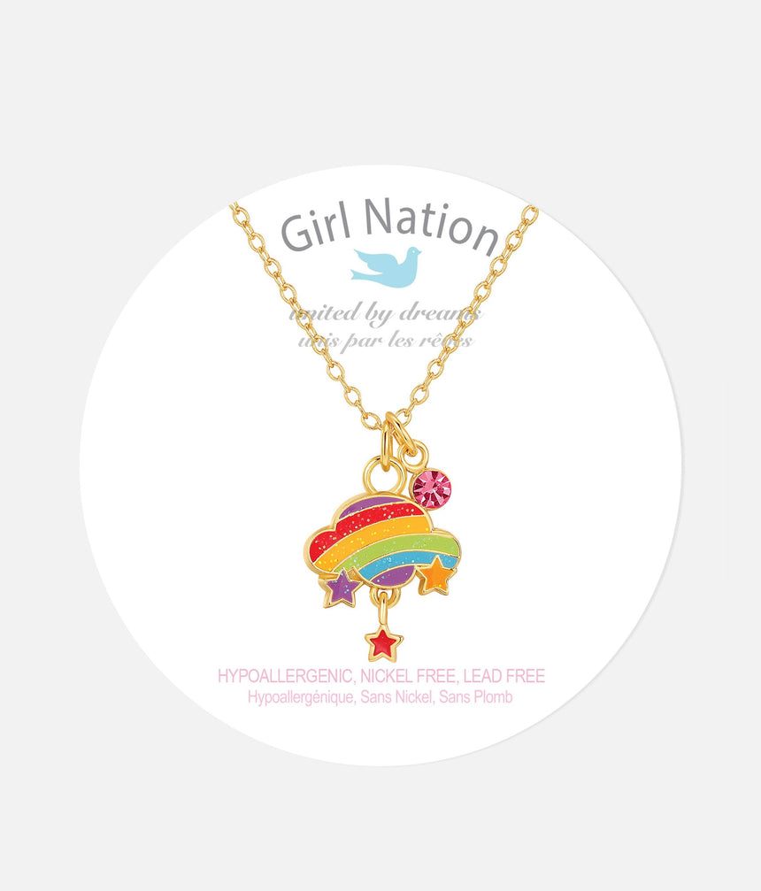 Girls Necklace, Crystal Rainbow Cloud - Sweet Petite