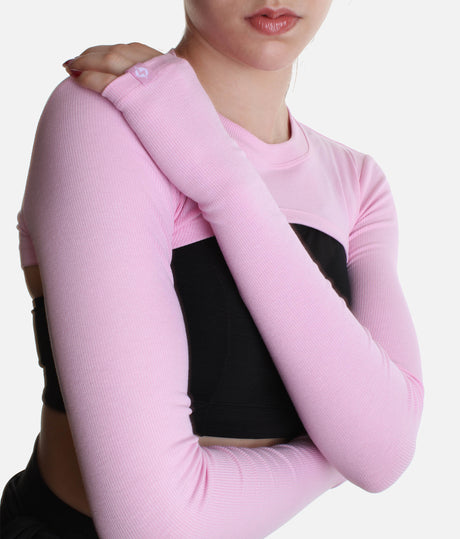 RELEVE RIBBED SHRUG - Ultra-Cropped Dance Essential with Thumbholes