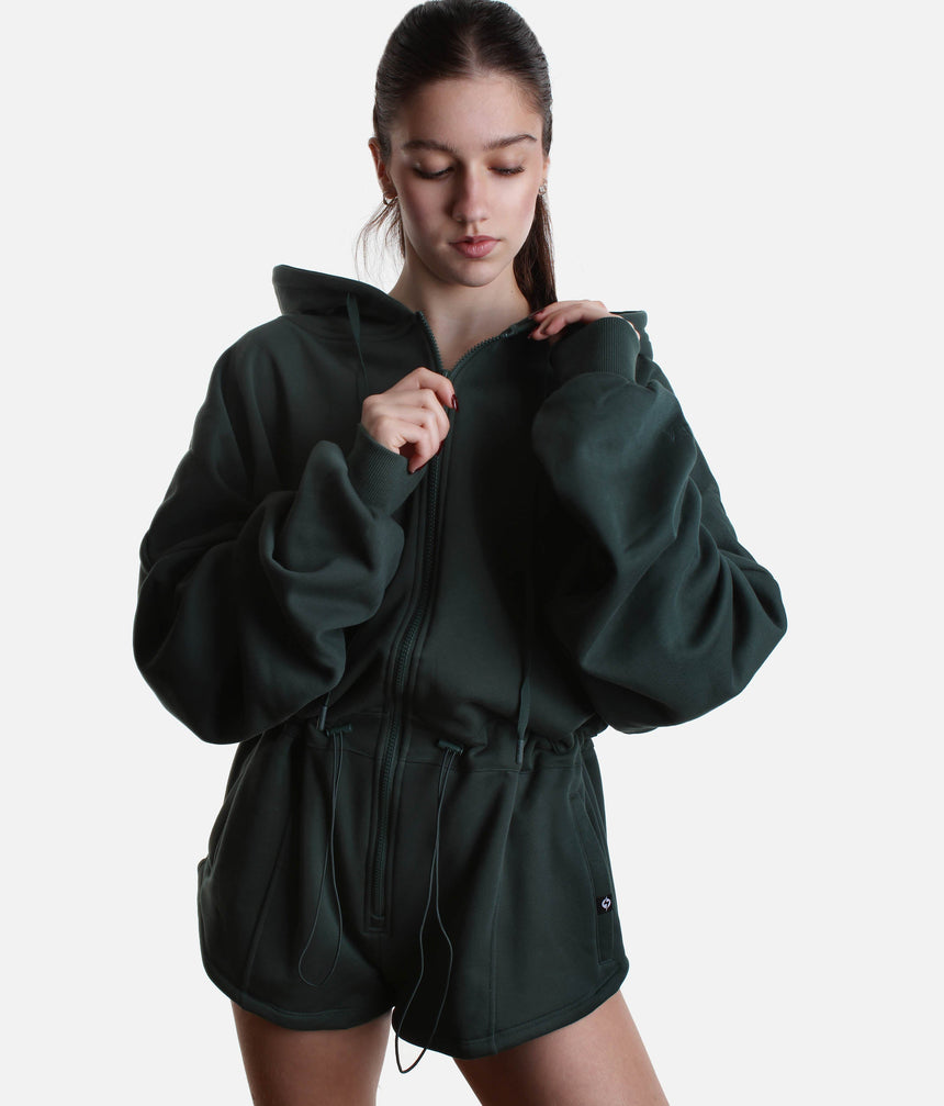 Cozy CLOUD ROMPER - Oversized Hooded Romper in Green