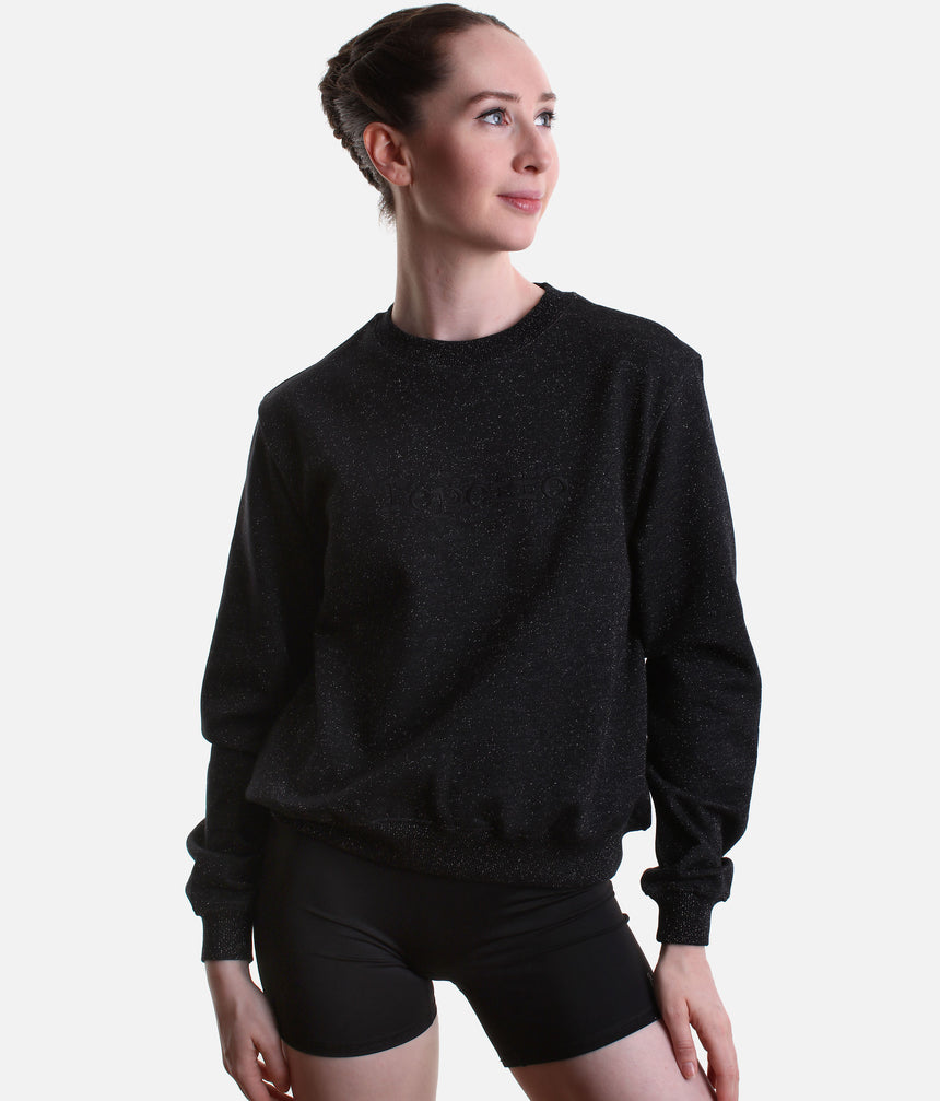 Repetto Embroidered Logo Sparkle Sweatshirt • Black Cotton Fleece - S0696P