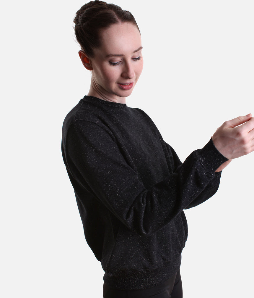Repetto Embroidered Logo Sparkle Sweatshirt • Black Cotton Fleece - S0696P