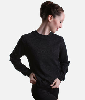 Repetto Embroidered Logo Sparkle Sweatshirt • Black Cotton Fleece - S0696P
