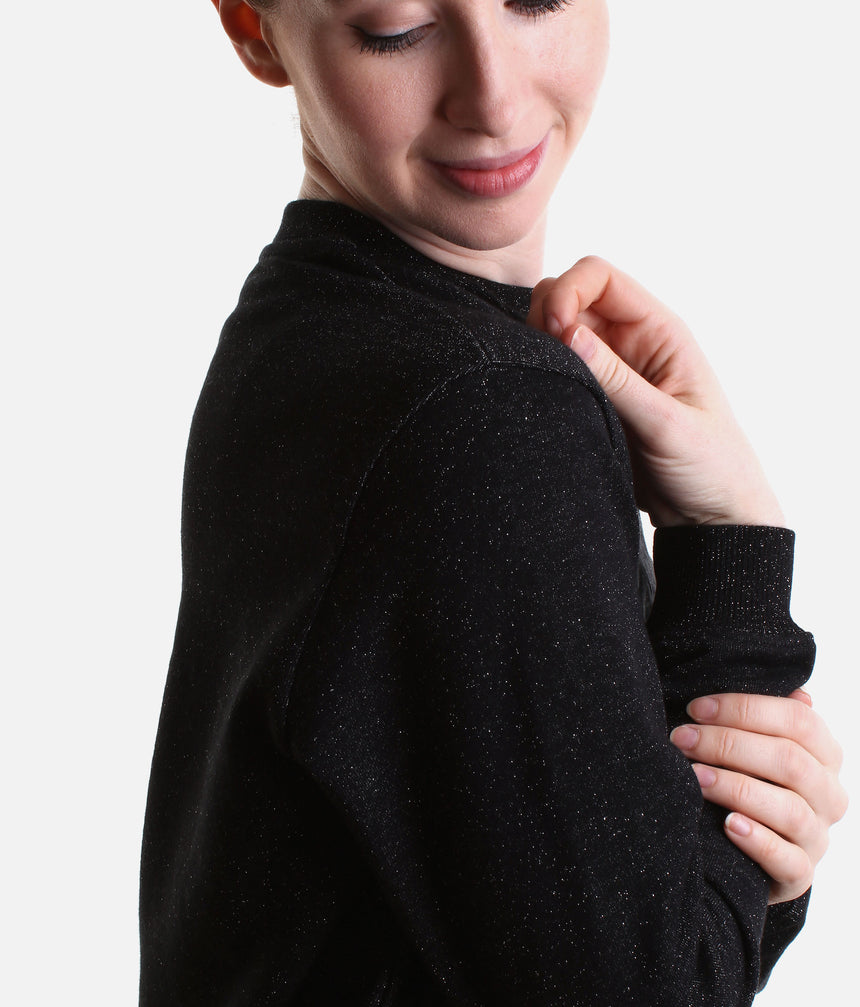 Repetto Embroidered Logo Sparkle Sweatshirt • Black Cotton Fleece - S0696P