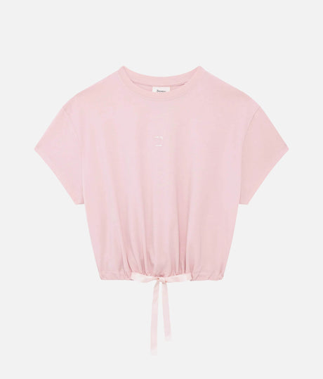 Crop Top, Satin Ribbon Adjustable Waist T-Shirt - REP S0704