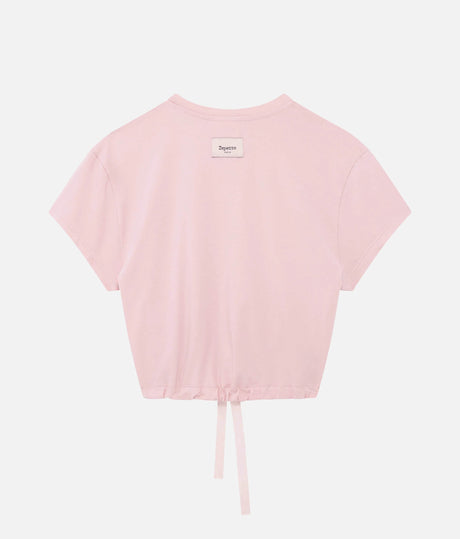 Crop Top, Satin Ribbon Adjustable Waist T-Shirt - REP S0704