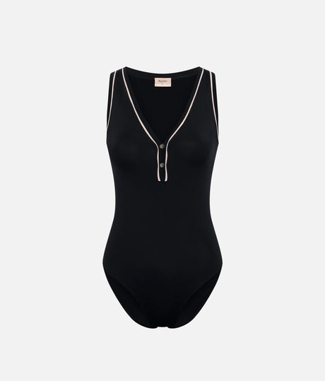 Plunging Bodysuit, Second-Skin Feel • Pilates, Yoga & Barre - S0749