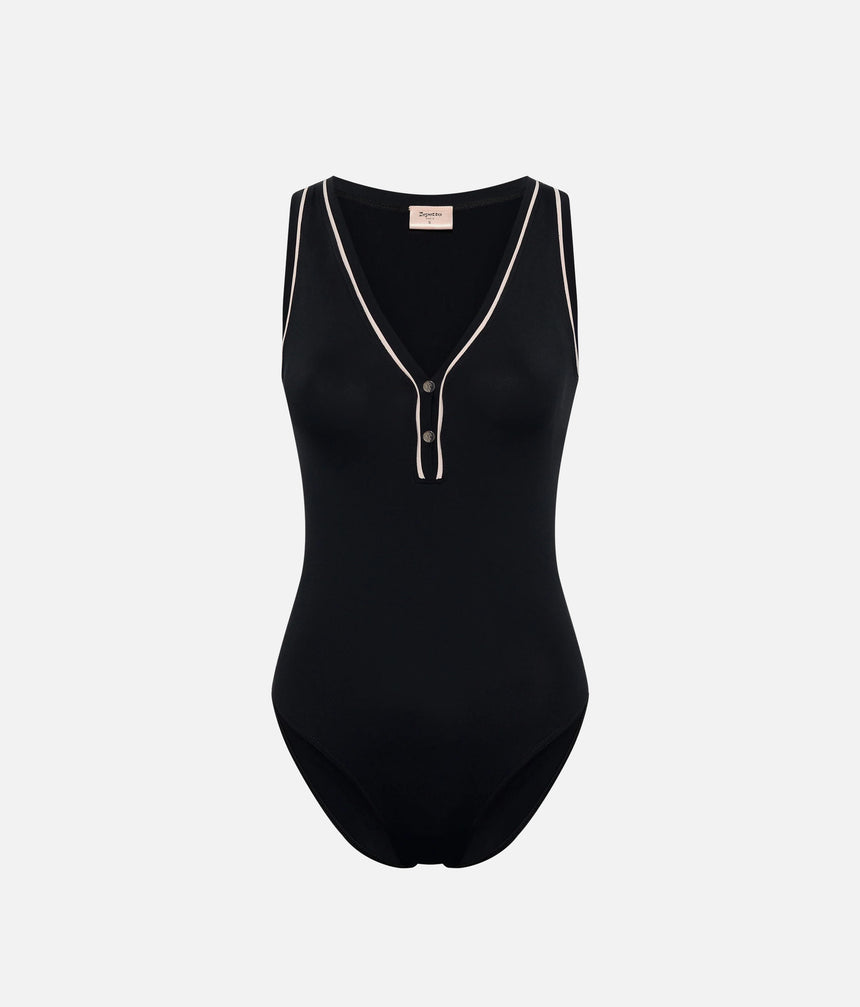 Plunging Bodysuit, Second-Skin Feel • Pilates, Yoga & Barre - S0749
