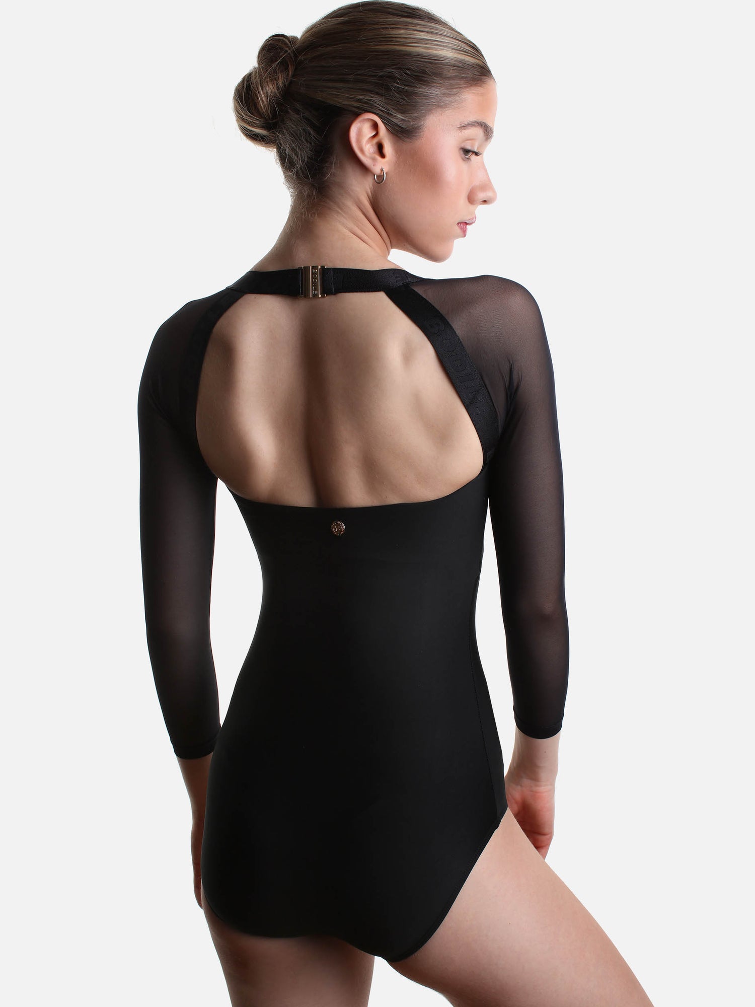 Saskia 3/4 Mesh Sleeve Ballet Leotard • Black