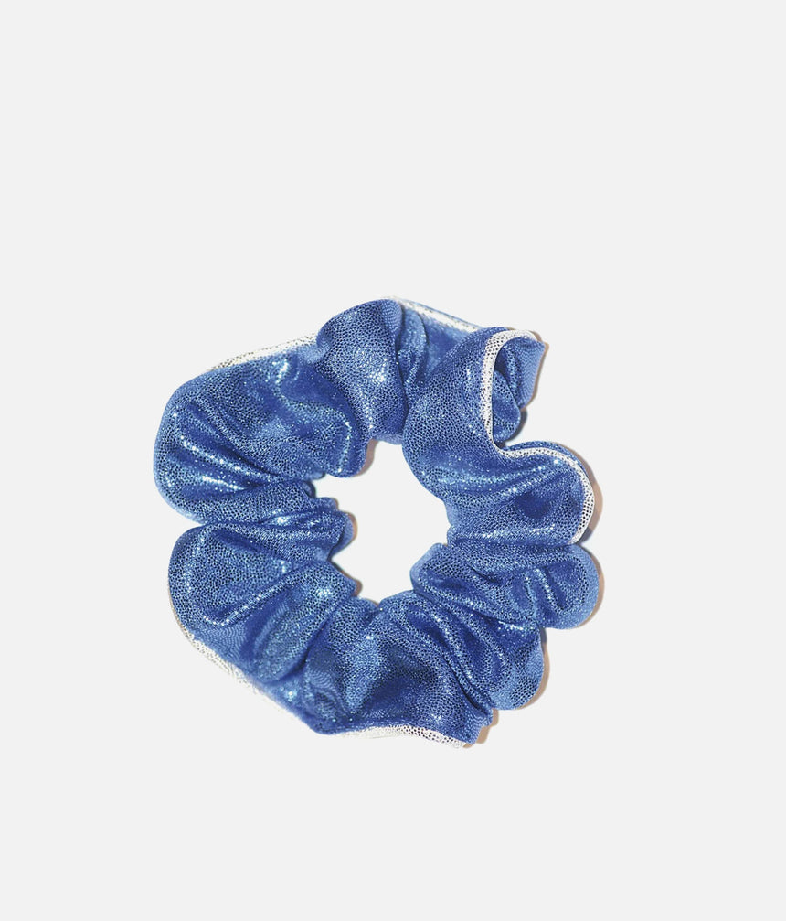 Metallic Gymnastic Scrunchie with Silver Piping