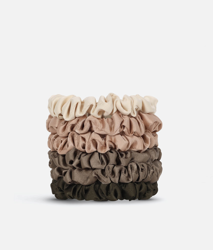 Ultra Petite Satin Scrunchies - 6 Neutral Shades