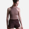 So Danca SD2561 Flow Ease dance shorts in Ebano Brown, worn over a Nut ballet leotard