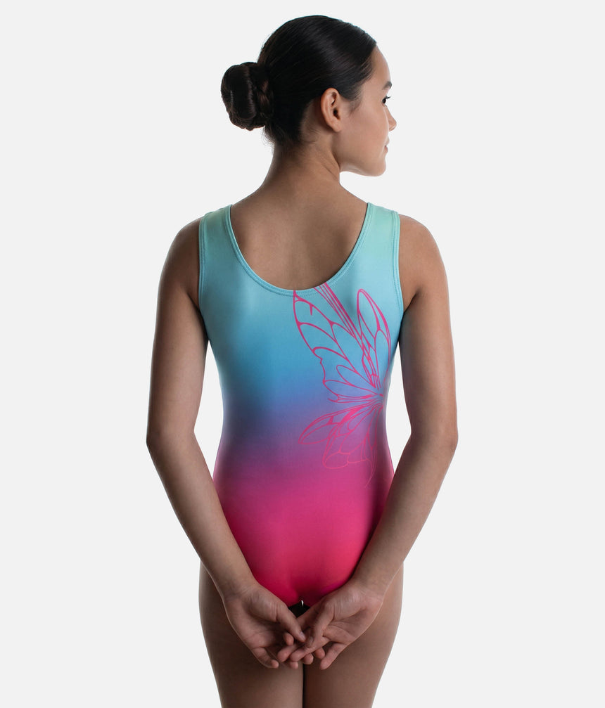 Sleeveless Gymnastics Leotard for Girls, Pink to Blue Ombre - Z797