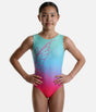 Sleeveless Gymnastics Leotard for Girls, Pink to Blue Ombre - Z797