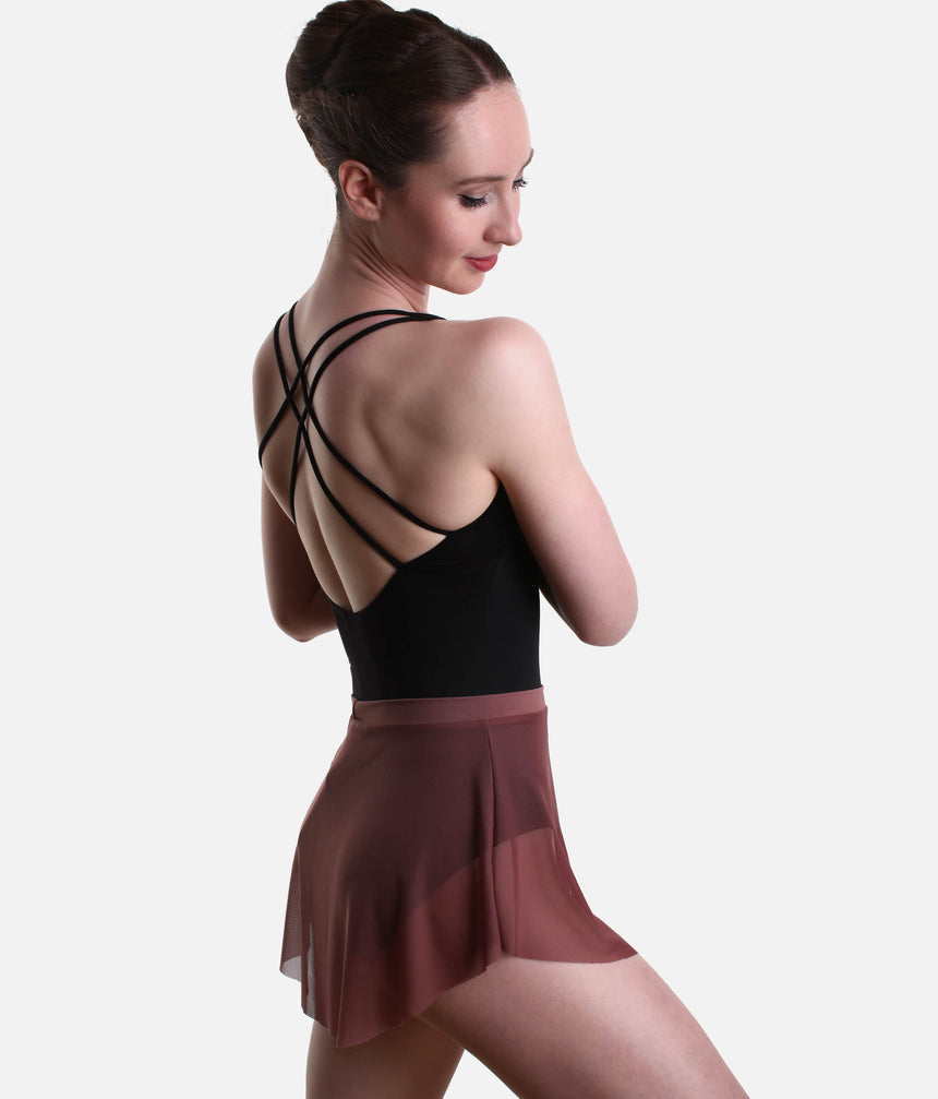 Pull-On Ballet Skirt, High-Low Hem, Stretch Mesh - SKYLAR