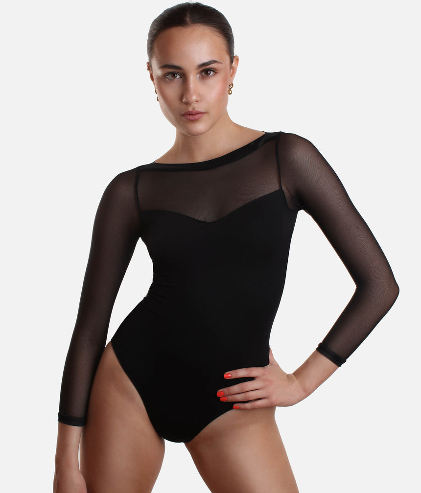 Long Mesh Sleeve Dance Leotard - SL 129