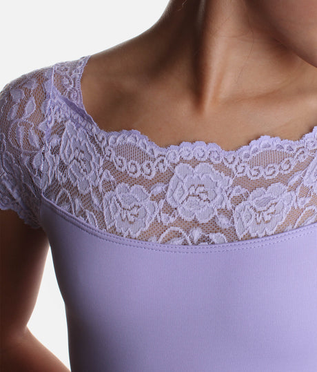 Lace Cap Sleeve Leotard for Young Dancers, Limited Edition Lilac - SL17