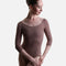So Danca LS69 three-quarter sleeve ballet leotard in Nut, with a soft V-front neckline and plain stretch body