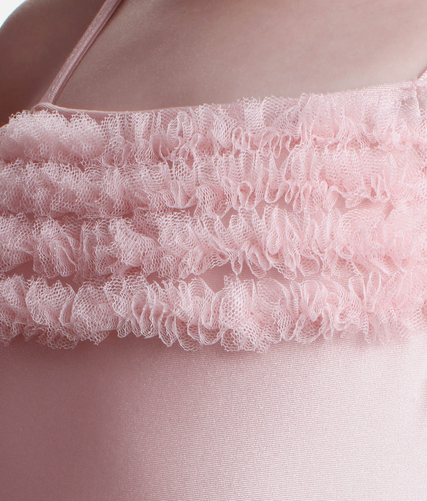 Girls’ Camisole Tutu Dress with Ruffle Tulle Neckline - CL7120