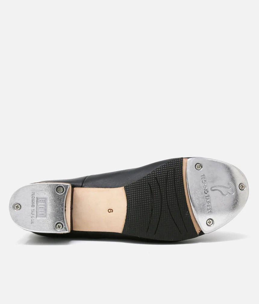 Sole of BLOCH S0301M men’s tap shoe showing Techno toe and heel taps and rubber forefoot grip