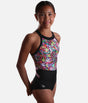 Girls Gymnastics Leotard, High Neckline - PARTY ANIMAL