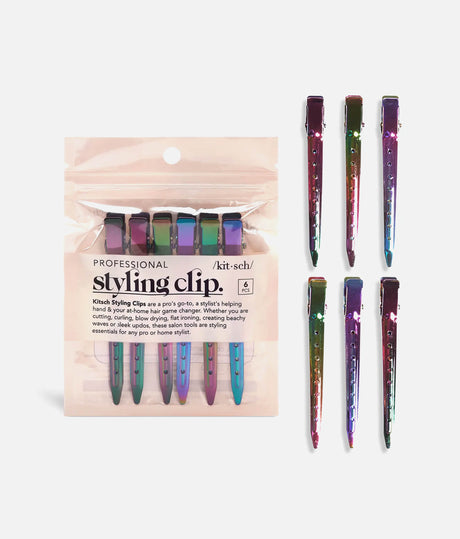 Iridescent Styling Hair Clips • 6-Piece Crease-Free Sectioning Set
