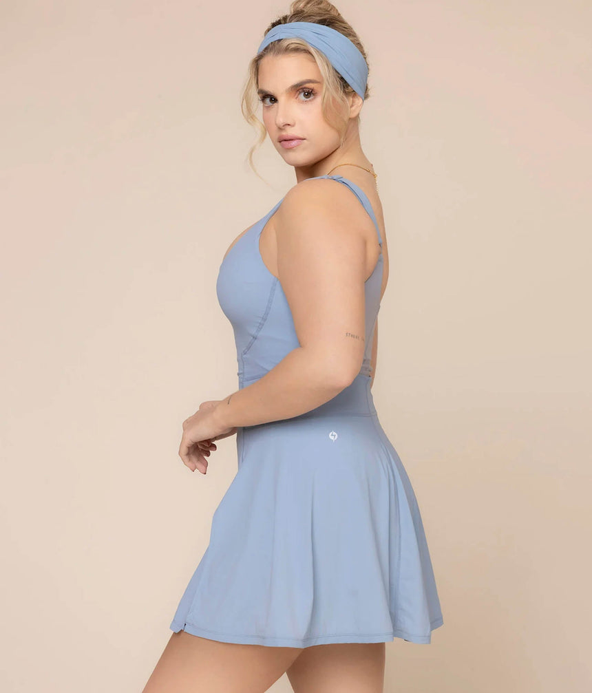 Unstoppable Style in Storm Blue - The Tie-Breaker Superdress