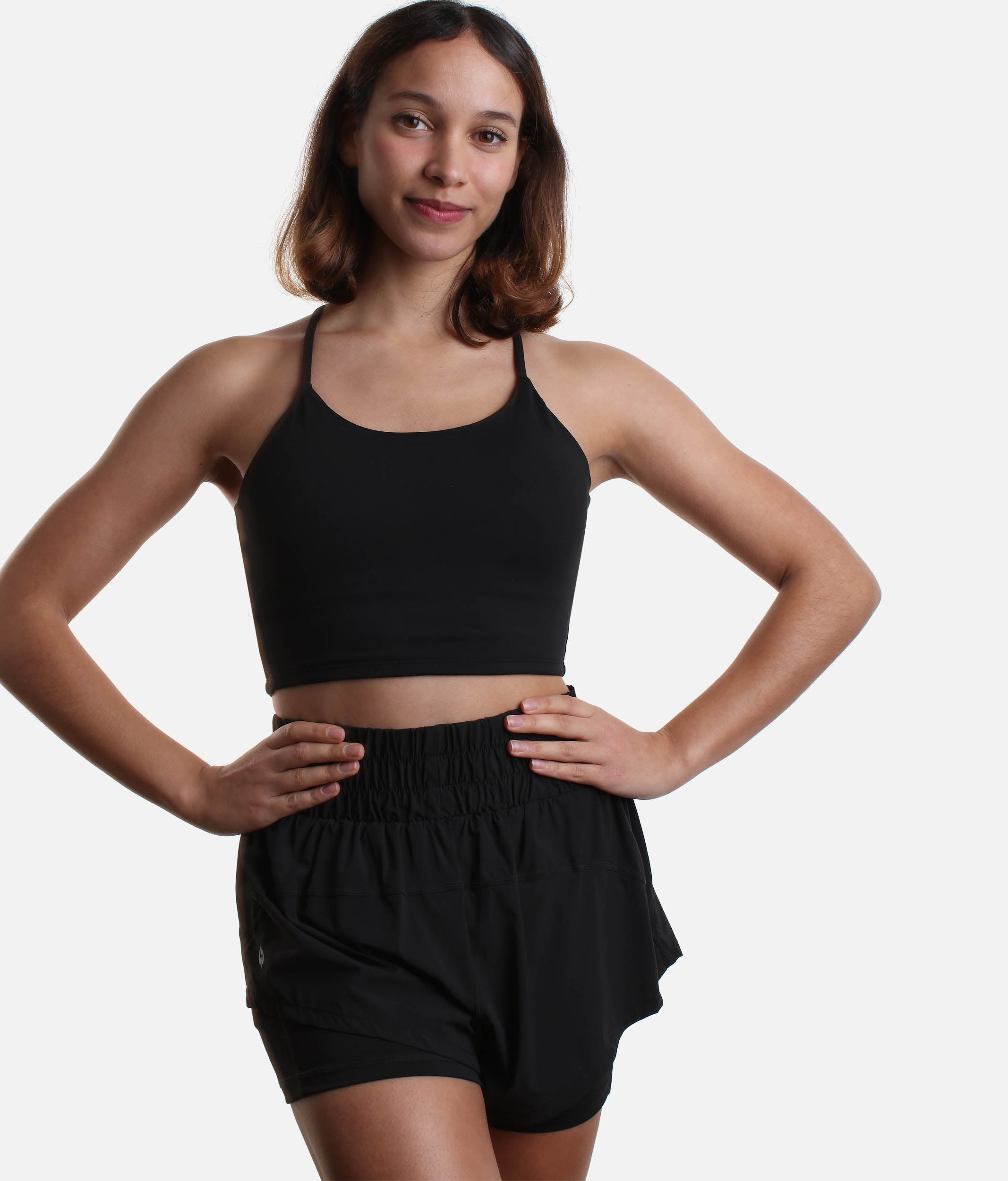 High Waisted Supershort - Sleek Black with Built-In Shorts