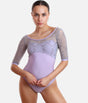 Short Sleeve Dance Leotard, Embroidered Tulle - SVETLANA DI