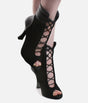 Elegant Peep-Toe Dance Heels with Adjustable Laces, 80mm Flare Heel - TATIANA