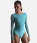 Long Sleeve Dance Leotard with Classic Boatneck, Modern Mesh - TARA