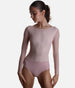 Long Sleeve Dance Leotard with Classic Boatneck, Modern Mesh - TARA