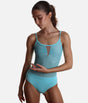 Camisole Mesh Leotard with Ruched V Insert & Signature Hip Strings - TATIANA