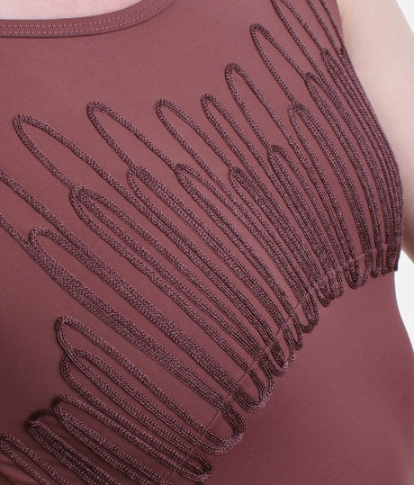 Deep V-Back Leotard with Intricate Embroidery - TAVIN