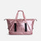 Pink Tendu Yoga Mat Bag T1097, front view showing the metallic finish, logo pocket and zipped base compartment.