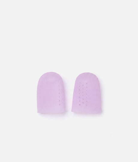 Large Tendu Cool Gel Toe Caps in pale lilac, overlapping to show their broad shape and ventilation holes.