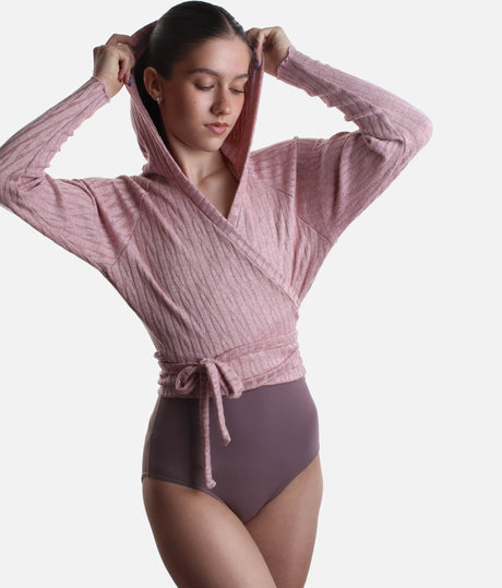 Hooded Wrap Sweater, Ultra Soft Ballet Warm-Up Top for Dancers - THEODORA