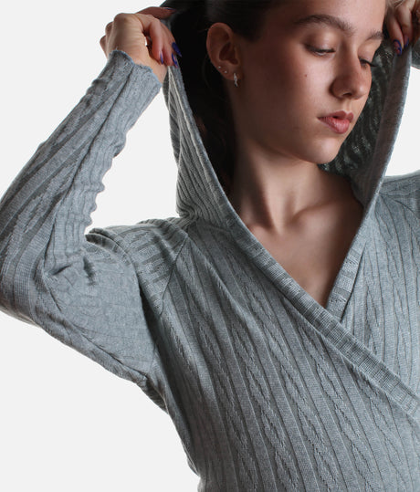 Hooded Wrap Sweater, Ultra Soft Ballet Warm-Up Top for Dancers - THEODORA