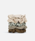 Assorted Textured Scrunchies – 5pc Set in Eucalyptus & Terracotta