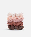 Assorted Textured Scrunchies – 5pc Set in Eucalyptus & Terracotta