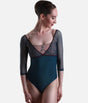 Elegant Dance Leotard with Embroidered Tulle Overlay - THALIA CL